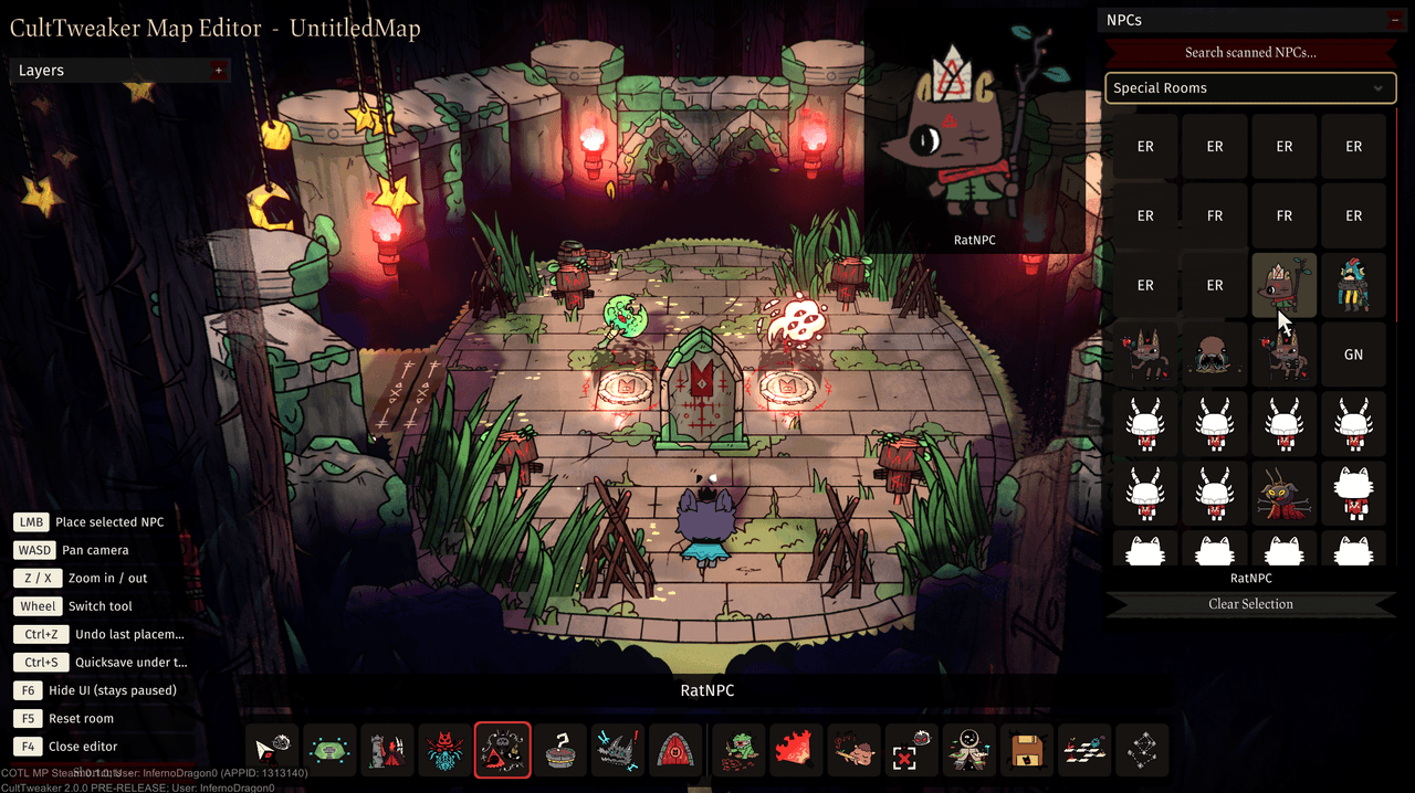 The NPC tool, hovering a tile to preview RatNPC